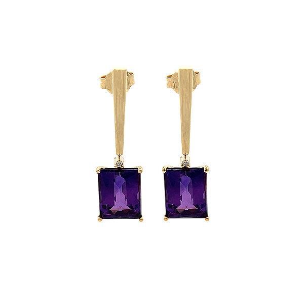 Cotidiano Brinco de Ametista e Ouro Amarelo 18K (B13850)