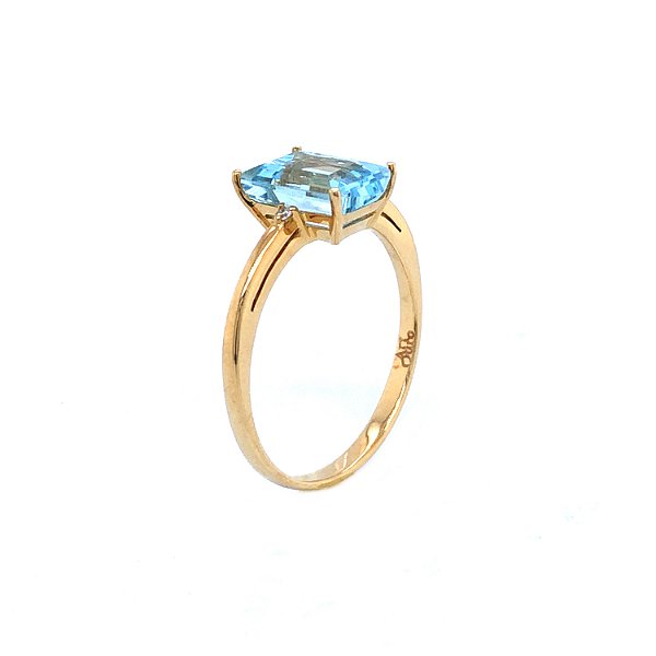 Anel de Topázio Azul e Ouro Amarelo 18k (A14063)