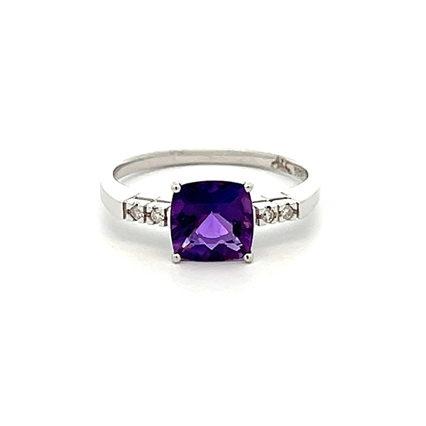 Anel de Ametista e Ouro Branco 18k (A13933)