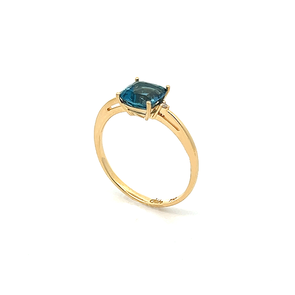 Anel de Topázio azul e Ouro Amarelo 18K (A14062)