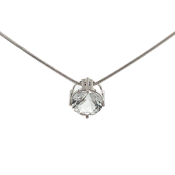 Pingente de Topázio Branco e Ouro Branco 18K (P13972) | ArtOuro