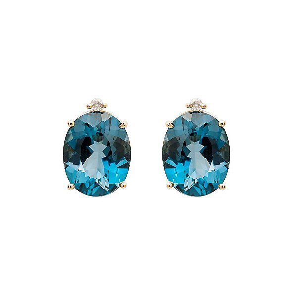 Brinco de Topázio Azul e Ouro Amarelo 18k (B13920)