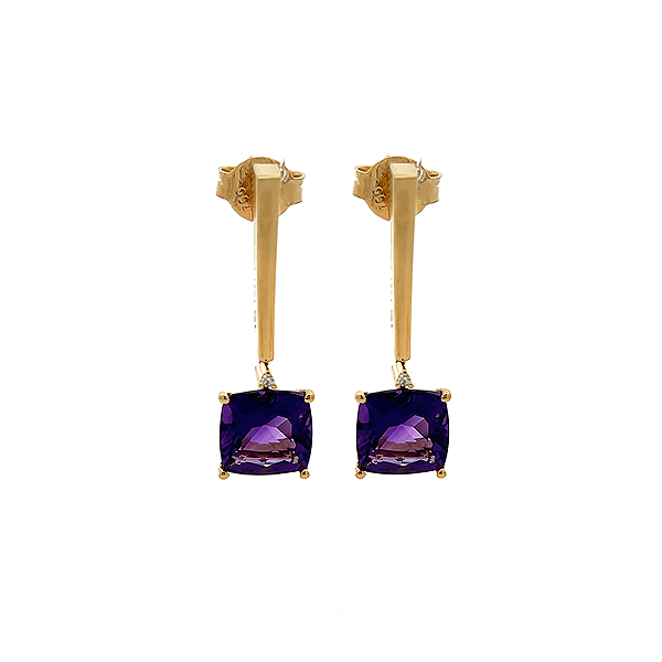 Brinco de Ametista e Ouro Amarelo 18K (B13941)