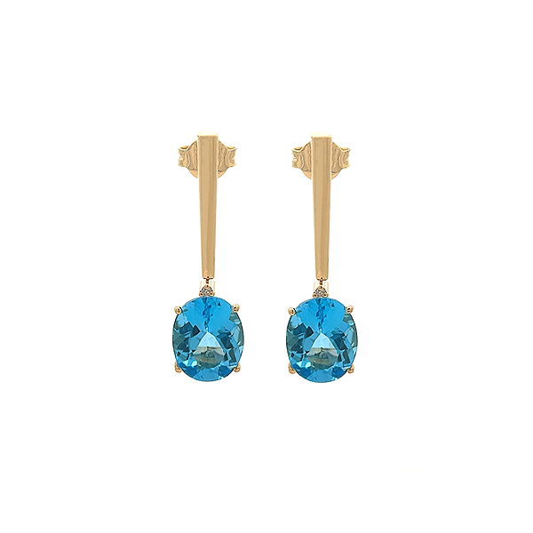 Brinco de Topázio Azul e Ouro Amarelo 18k (B13963)