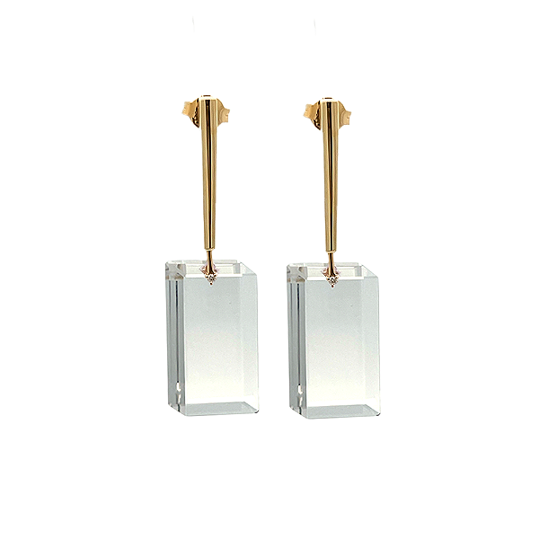 Brinco de Quartzo e Ouro Amarelo 18K (B13986)