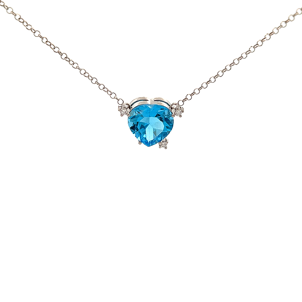 Colar de Topázio Azul e Ouro Branco 18k (CL14601)