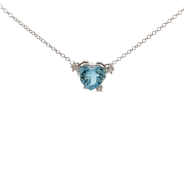 Colar de Água Marinha e Ouro Branco 18k (CL14602)