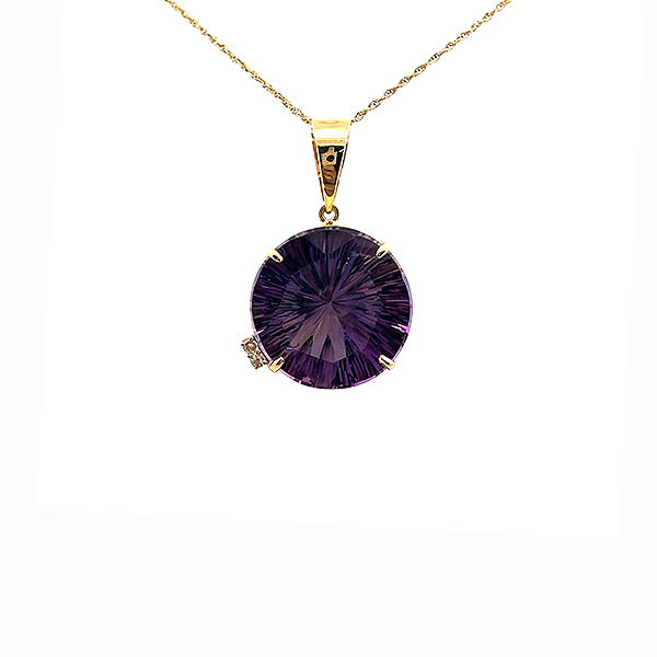 Pingente de Ametista e Topázio Branco em ouro amarelo 18K(P13723)
