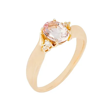 Anel de Morganita em ouro amarelo 18K(A14288)