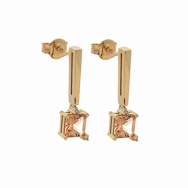 Brinco de Topázio Imperial e Ouro Amarelo 18k (B14414)