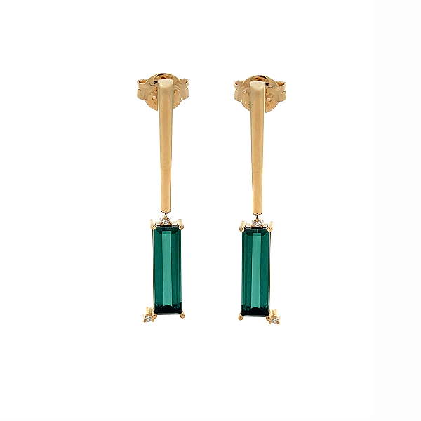 Brinco de Turmalina e Ouro Amarelo 18K (B14432)