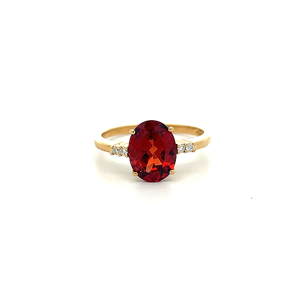 Anel de Granada e Ouro Amarelo 18k (A14124)