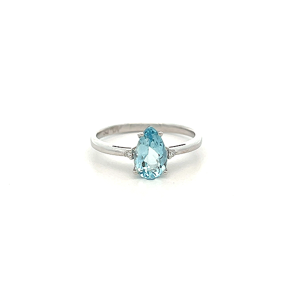Anel de Água Marinha e Ouro Branco 18K (A14462)