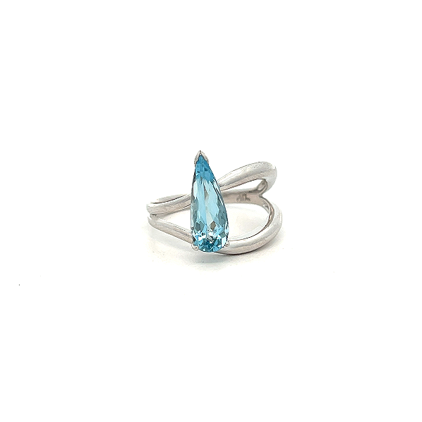 Anel de Água Marinha e Ouro Branco 18K (A14751)