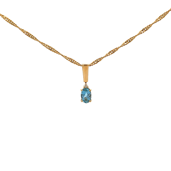 Pingente de Água Marinha e Ouro Amarelo 18K (P14788)