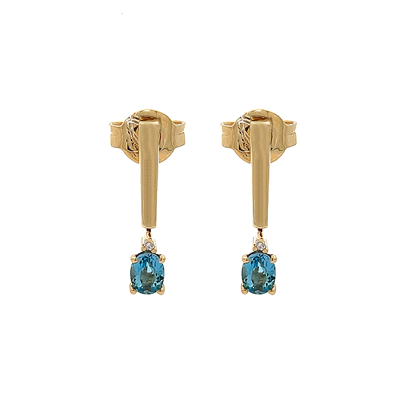 Brinco de Água Marinha e Ouro Amarelo 18k (B14789)