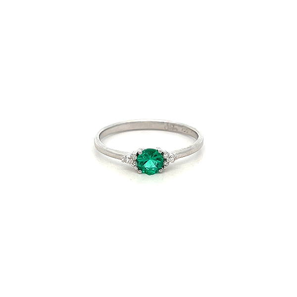 Anel de Esmeralda e Ouro Branco 18k (A14886)