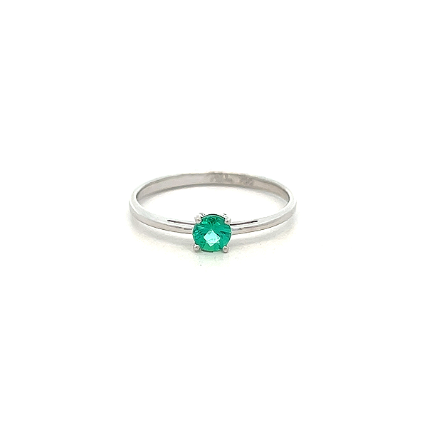 Anel de Esmeralda e Ouro Branco 18k (A14885)