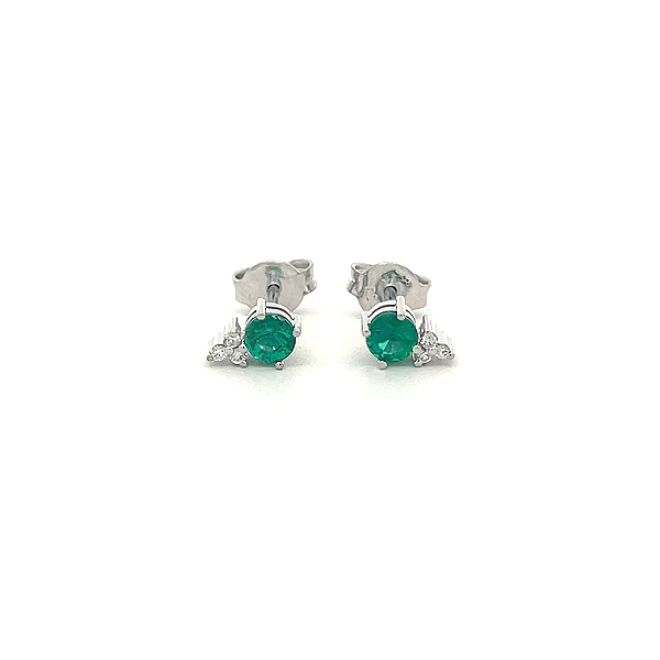Brinco de Esmeralda e Ouro Branco 18K (B14888)