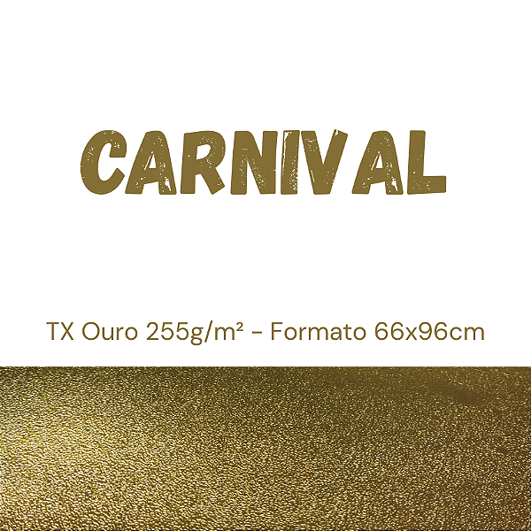Laminado Carnival Tx Ouro 255g/m² Formato 66x96cm com 25 folhas