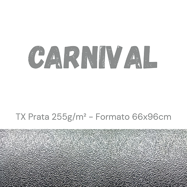 Laminado Carnival Tx Prata 255g/m² Formato 66x96cm com 25 folhas