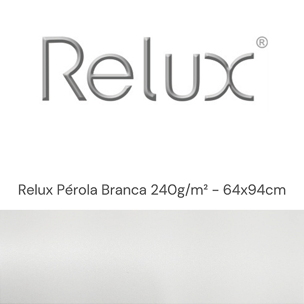 Papel Relux Pérola Branca 240g/m² Tamanho 64x94cm - Pacote com 10 folhas