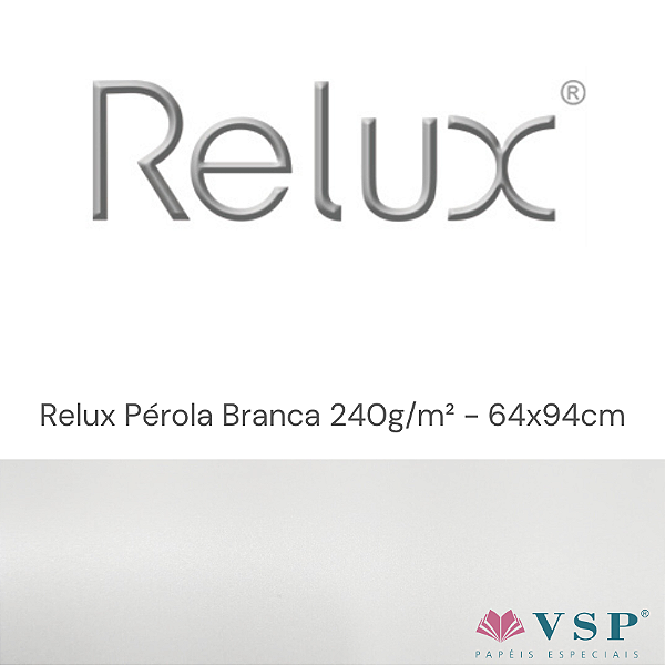 Papel Relux Pérola Branca 240g/m² Tamanho 64x94cm - Pacote com 10 folhas