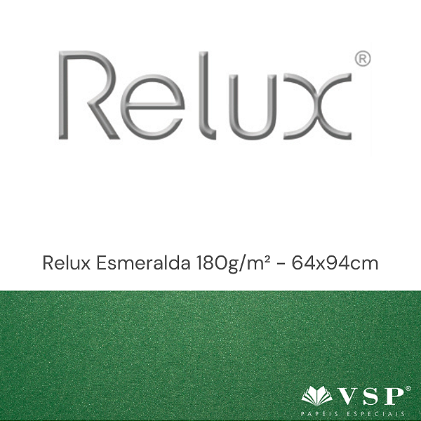 Papel Relux Esmeralda 180g/m² Tamanho 64x94cm - Pacote com 10 folhas