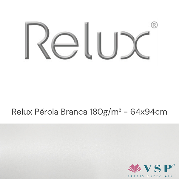 Papel Relux Pérola Branca 180g/m² Tamanho 64x94cm - Pacote com 10 folhas