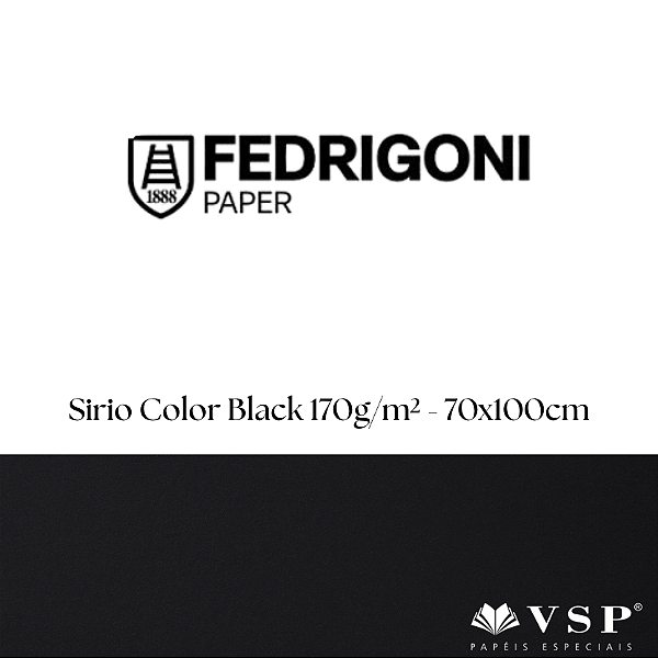 Papel Sirio Color Black 170g/m² Tamanho 70x100cm - Pacote com 50 folhas