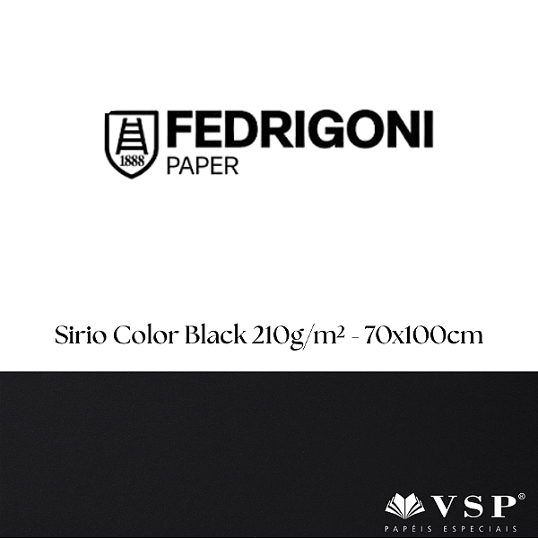 Papel Sirio Color Black 210g/m² Tamanho 70x100cm - Pacote com 25 folhas