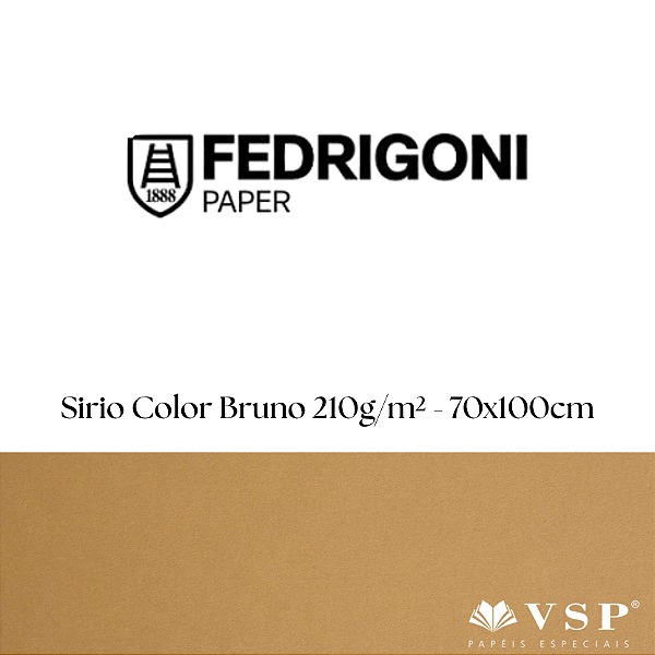 Papel Sirio Color Bruno 210g/m² Tamanho 70x100cm - Pacote com 25 folhas