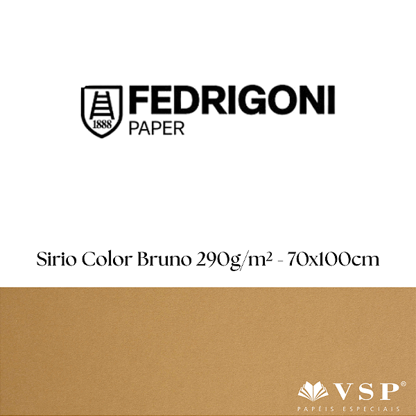 Papel Sirio Color Bruno 290g/m² Tamanho 70x100cm - Pacote com 25 folhas
