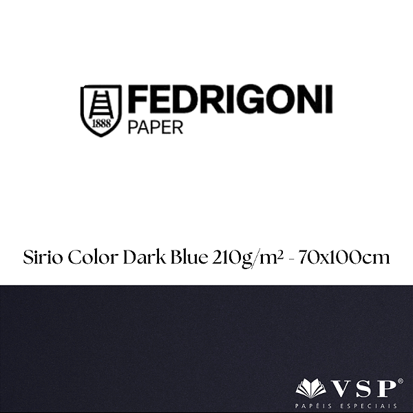 Papel Sirio Color Dark Blue 210g/m² Tamanho 70x100cm - Pacote com 25 folhas
