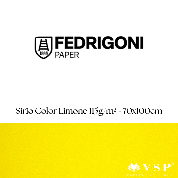 Papel Sirio Color Limone 115g/m² Tamanho 70x100cm - Pacote com 50 folhas