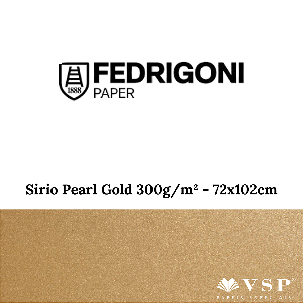 Papel Sirio Pearl Gold 300g/m² Tamanho 72x102cm - Pacote com 25 folhas
