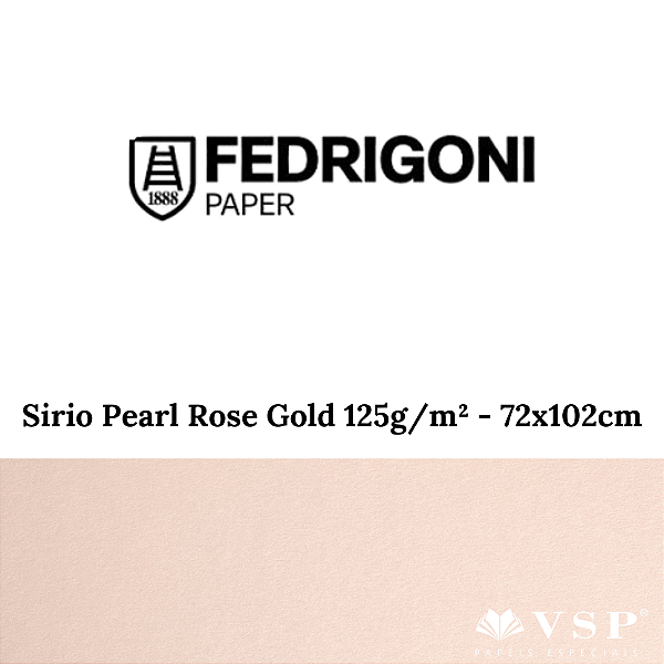 Papel Sirio Pearl Rose Gold 125g/m² Tamanho 72x102cm - Pacote com 50 folhas