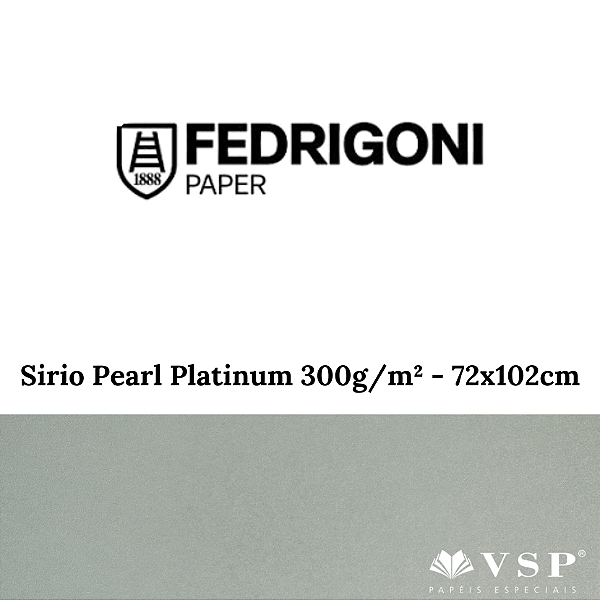 Papel Sirio Pearl Platinum 300g/m² Tamanho 72x102cm - Pacote com 25 folhas