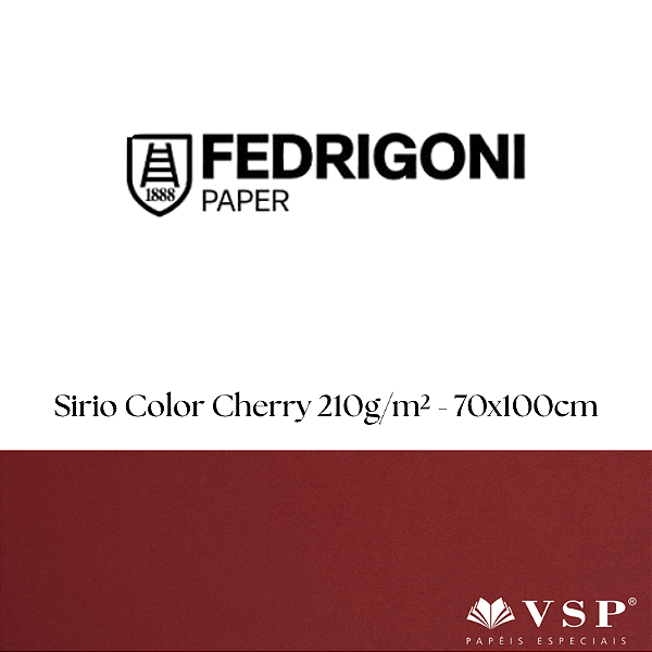 Papel Sirio Color Cherry 210g/m² Tamanho 70x100cm - Pacote com 25 folhas