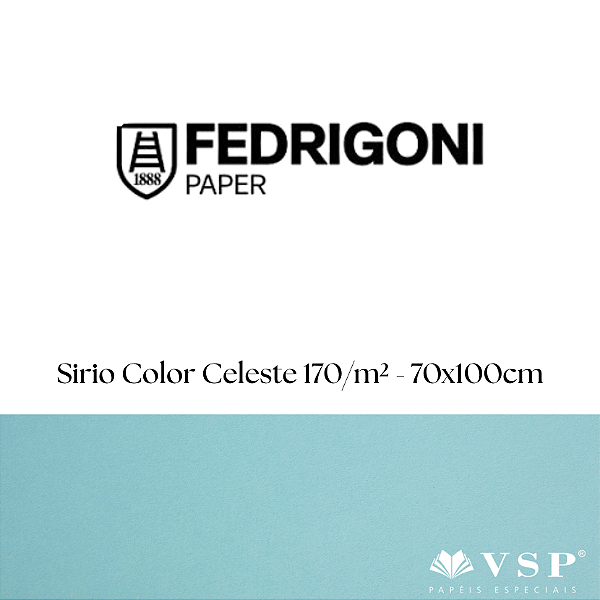 Papel Sirio Color Celeste 170g/m² Tamanho 70x100cm - Pacote com 50 folhas