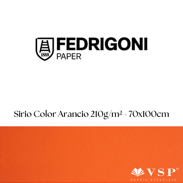 Papel Sirio Color Arancio 210g/m² Tamanho 70x100cm - Pacote com 25 folhas