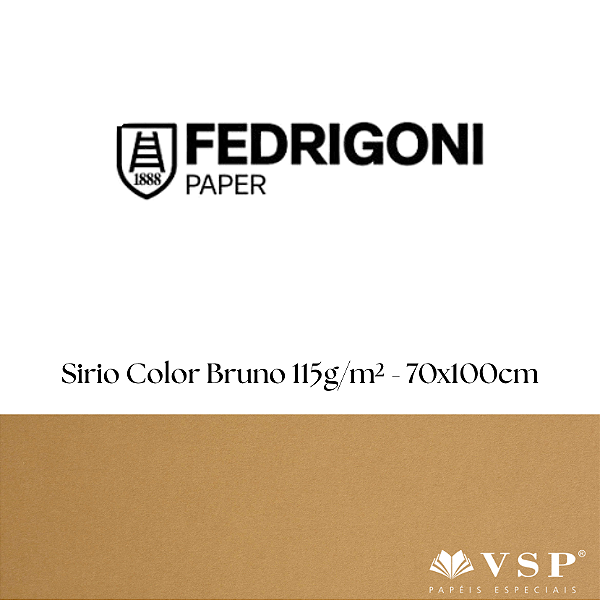 Papel Sirio Color Bruno 115g/m² Tamanho 70x100cm - Pacote com 50 folhas