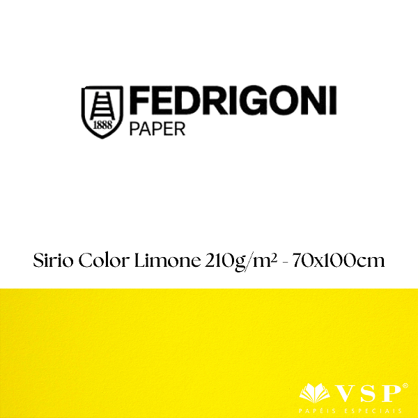 Papel Sirio Color Limone 210g/m² Tamanho 70x100cm - Pacote com 25 folhas