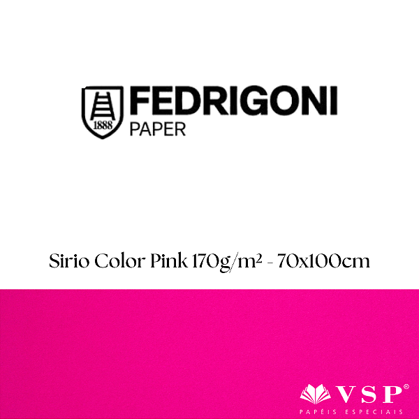 Papel Sirio Color Pink 170g/m² Tamanho 70x100cm - Pacote com 50 folhas