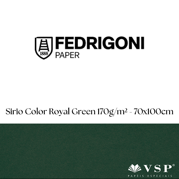 Papel Sirio Color Royal Green 170g/m² Tamanho 70x100cm - Pacote com 50 folhas
