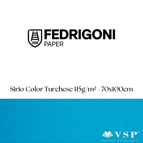 Papel Sirio Color Turchese 115g/m² Tamanho 70x100cm - Pacote com 50 folhas