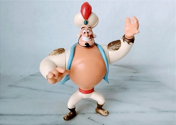 Boneco articulado na cabeça, cintura e braços, do gênio.do desenho Aladim 15cm