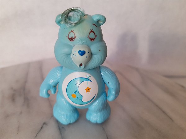 Anos 80 ursinhos carinhoso de vinil articulado de 8 cm, azul com lua  usado