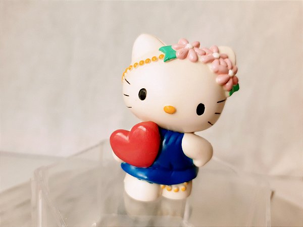 Miniatura de vinil  sólido ,Hello kitty anjo, de azul,  Sanrio Nakajima USA 2003-  6,5 cm
