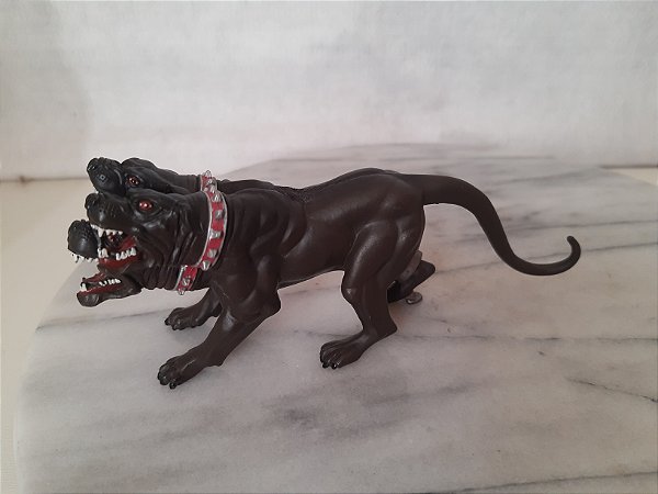 Miniatura Cerberus cachorro 3 cabeça Hades papo 2010